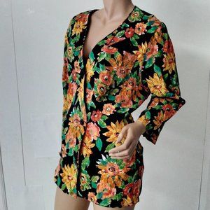 VTG Glen Frey Fashion Women Summer Blazer 18W Floral Pattern Front Pocket *002
